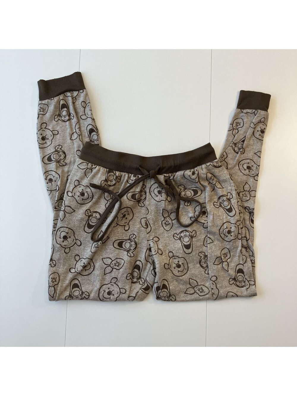 Disney Winnie The Pooh Lounge Pants Brown Relax Pajama Trip Sleep Joggers Sz S